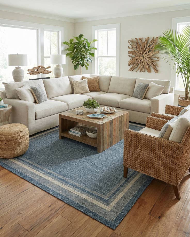 Detail image of 10' x 13' Easy-Clean Border Indoor / Outdoor Rug