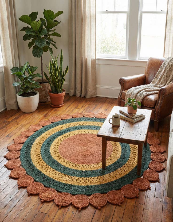 Detail image of 6' 1 x 6' 1  Hand Braided Jute Round Rug