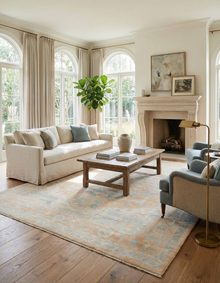 Detail image of 9' 2 x 12' 3  Hand Knotted Oushak Wool Rug