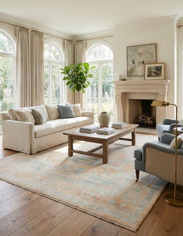 9' 2 x 12' 3 Hand Knotted Oushak Wool Rug