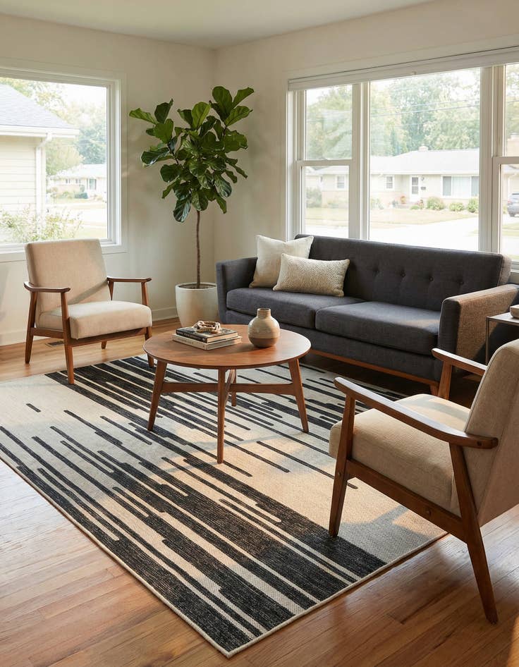 Detail image of 5' 3 x 8' Easy-Clean Modern Indoor / Outdoor Rug