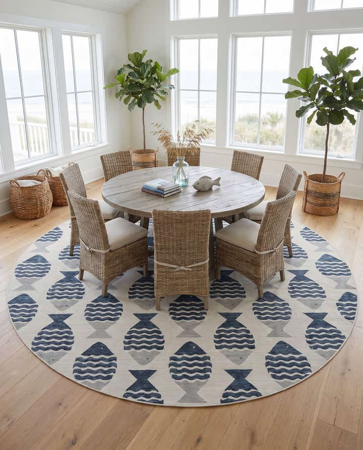 13' x 13' Easy-Clean Coastal Indoor / Outdoor Round Rug