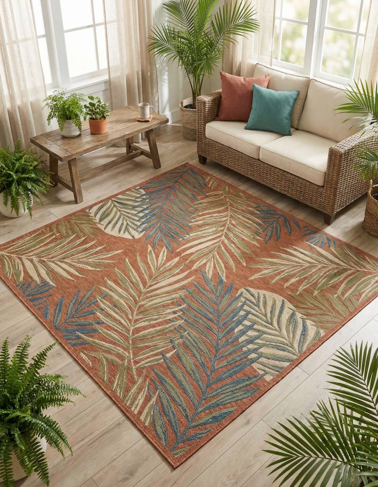 Detail image of  7' 10 x 7' 10  Washable Baja Indoor / Outdoor Square Rug