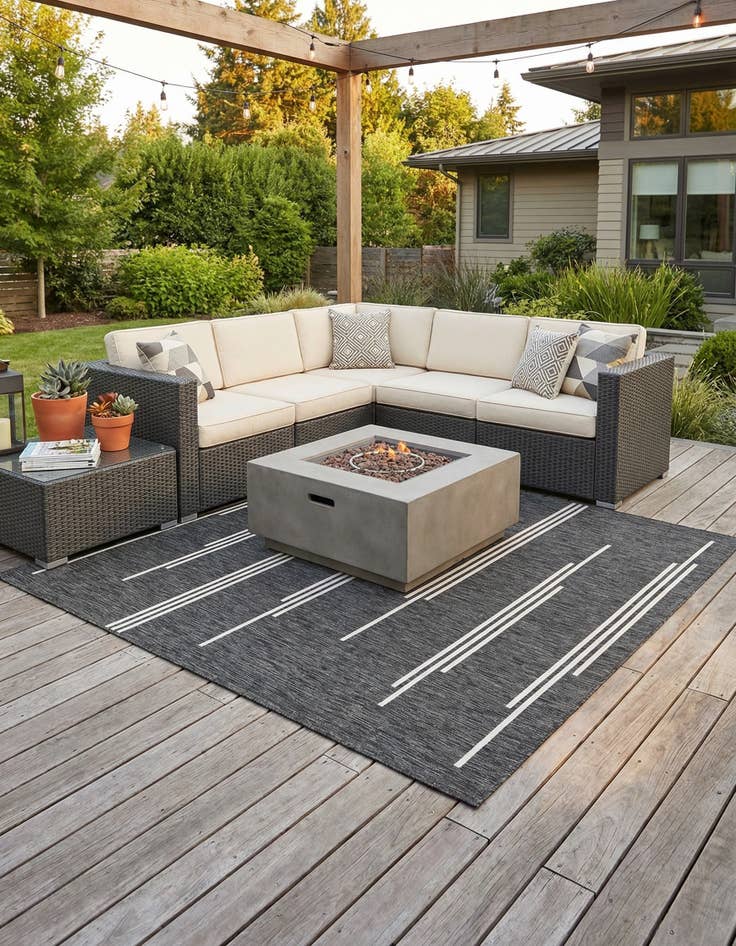 Detail image of 10' x 10'  Washable Modern Indoor / Outdoor Square Rug