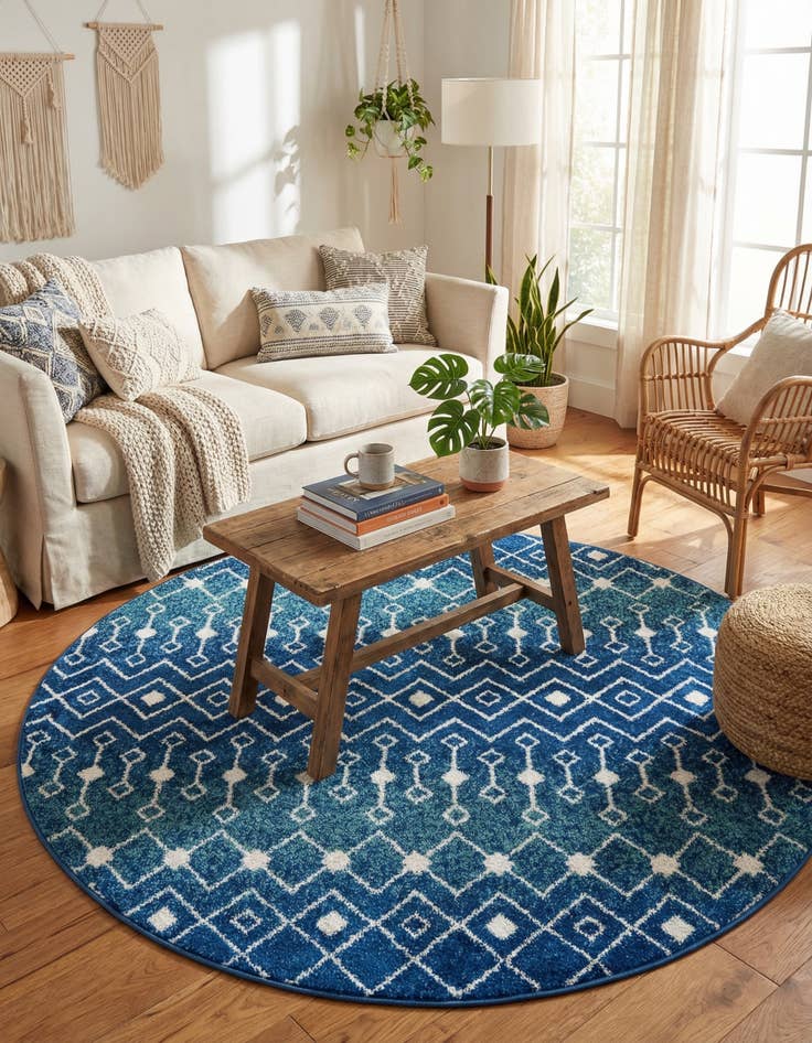 Detail image of  6' x 6' Moroccan Trellis Round Rug