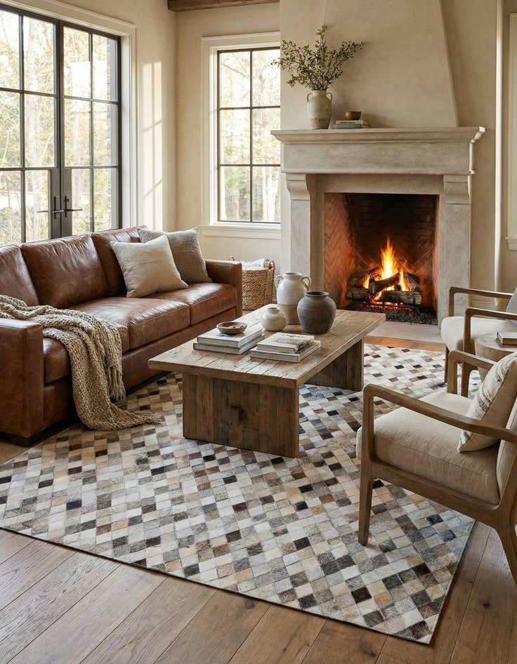 Detail image of 4' 8 x 6' 8 Cowhide Stocks Rug