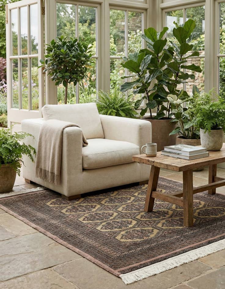 Detail image of 4' 4 x 5' 5 Hand Knotted Bokhara Oriental Wool Rug