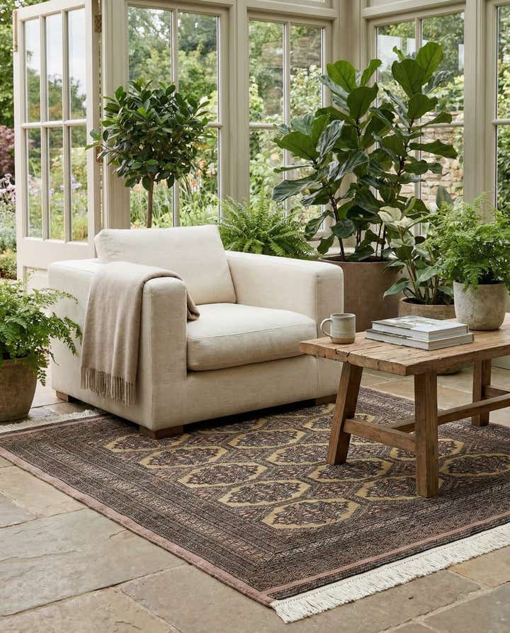 4' 4 x 5' 5 Hand Knotted Bokhara Oriental Wool Rug