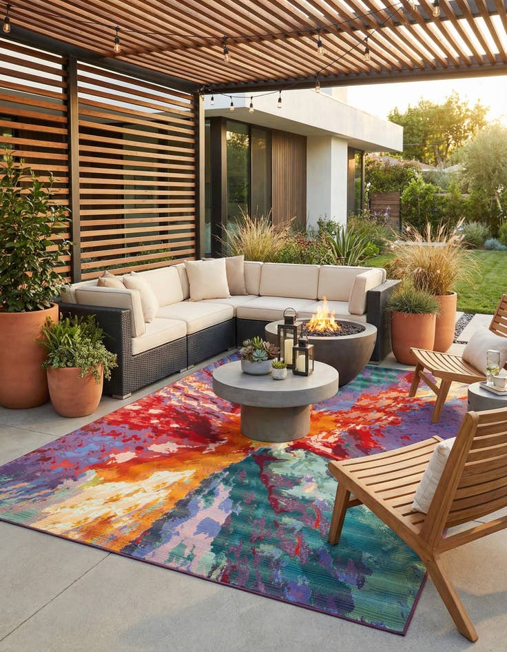 Detail image of 9' x 12'  Washable Modern Indoor / Outdoor Rug