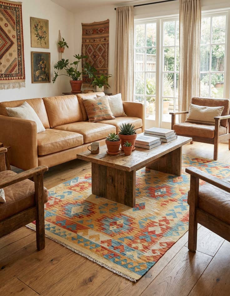 Detail image of 3' 6 x 6' 5  Hand Woven Kilim Maymana Wool Rug