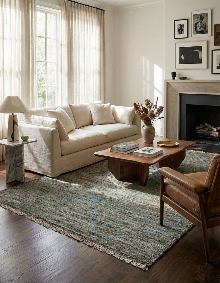 Detail image of 6' 1 x 9' 9  Hand Knotted Moroccan Wool Rug