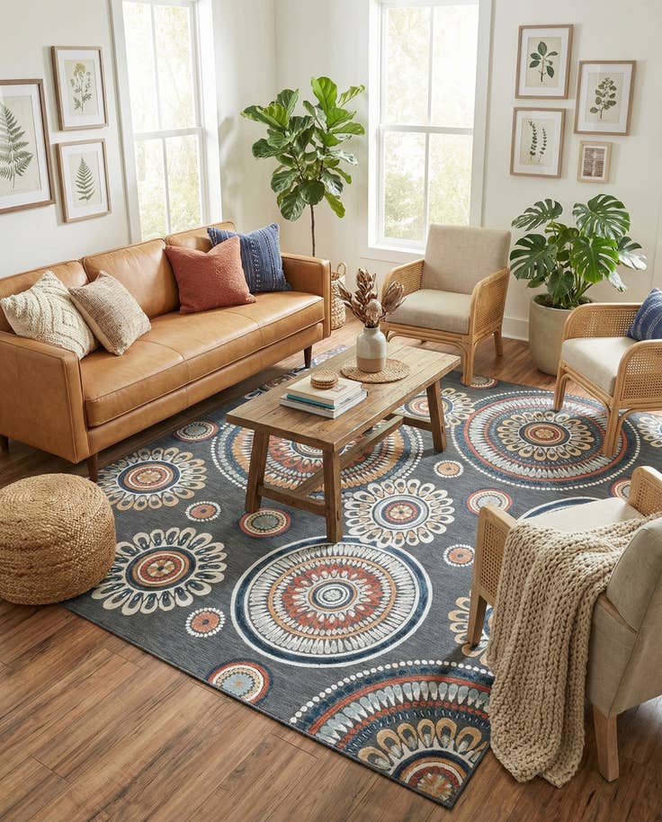 Detail image of 9' 9 x 12' Easy-Clean Botanical Indoor / Outdoor Rug