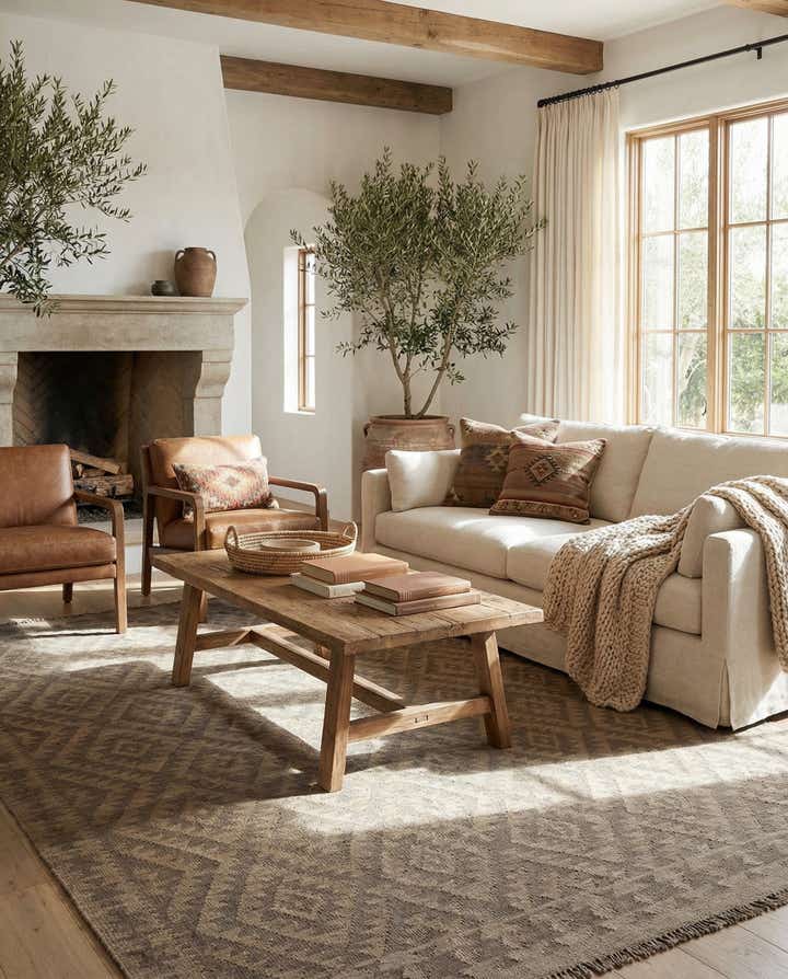 6' 11 x 9' 10 Hand Woven Kilim Maymana Wool Rug