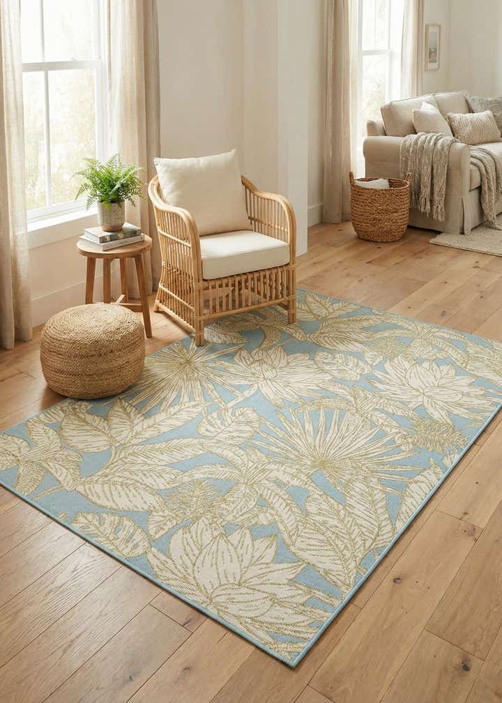 4' x 6' Easy-Clean Botanical Indoor / Outdoor Rug