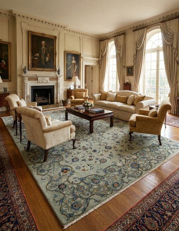 8' 10 x 11' 10 Hand Knotted Kashan Persian Wool Rug