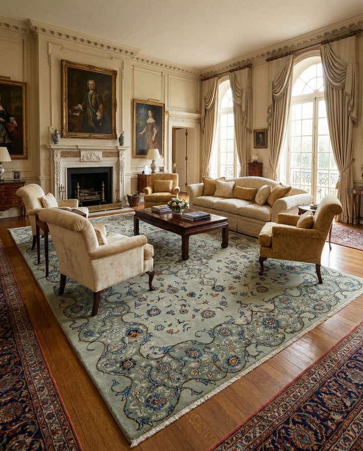 8' 10 x 11' 10 Hand Knotted Kashan Persian Wool Rug