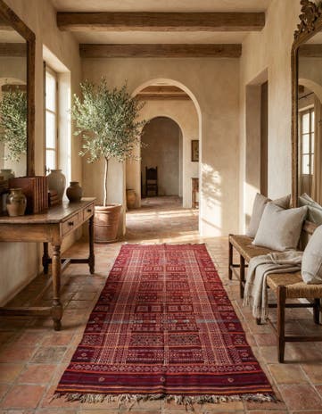 4' 5 x 11' Hand Woven Kilim Fars Wool Runner Rug