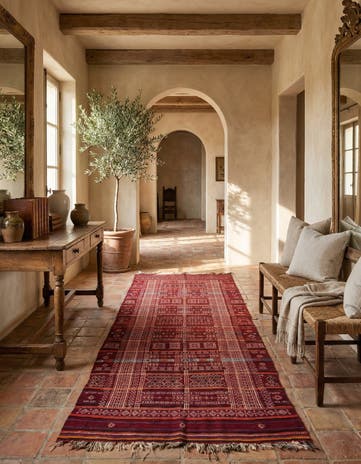 4' 5 x 11' Hand Woven Kilim Fars Wool Runner Rug