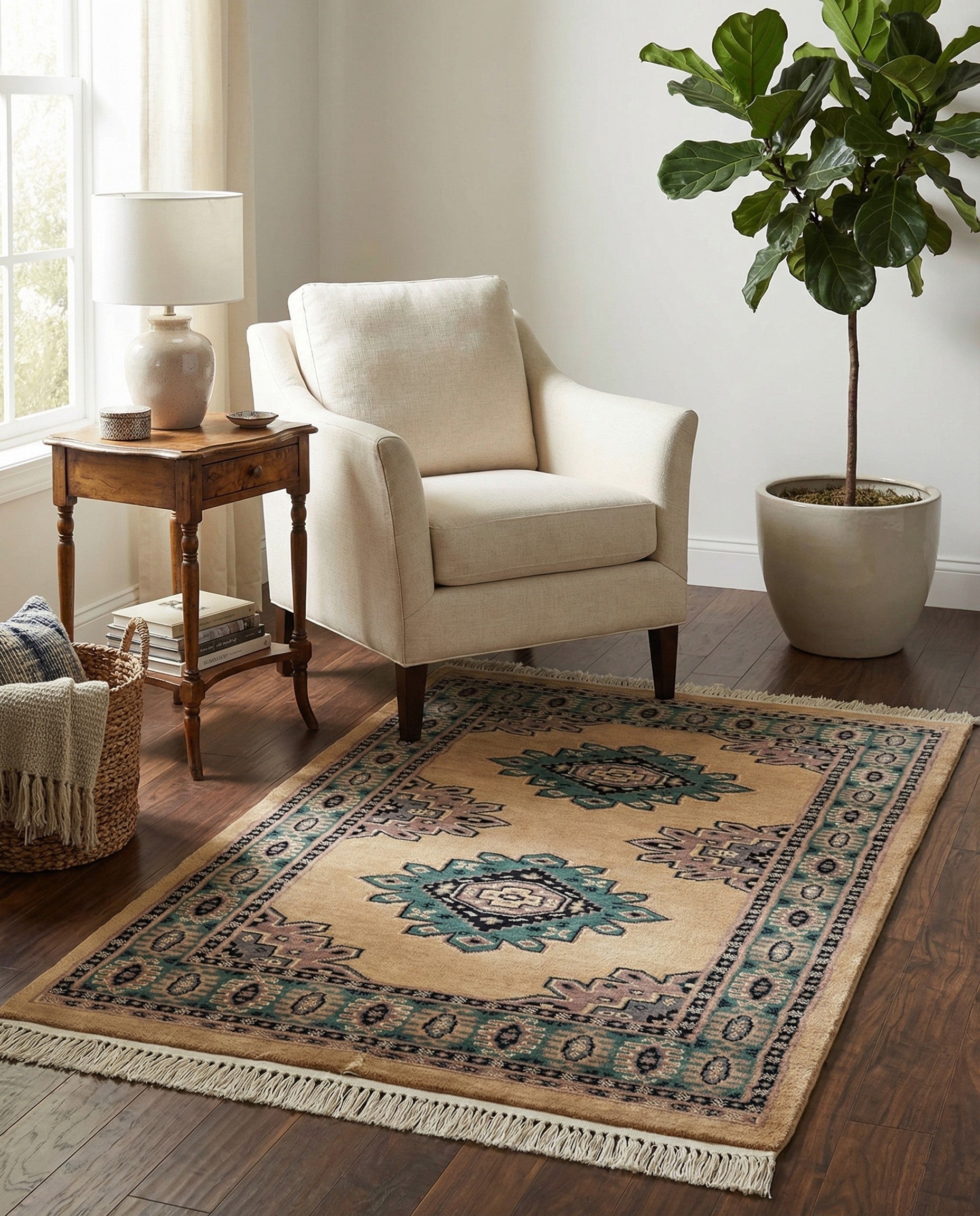  2' 7 x 4' 4  Hand Knotted Bokhara Rug