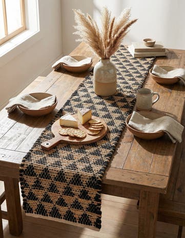 Black Hand Woven Chindi Jute Table Runner Rug