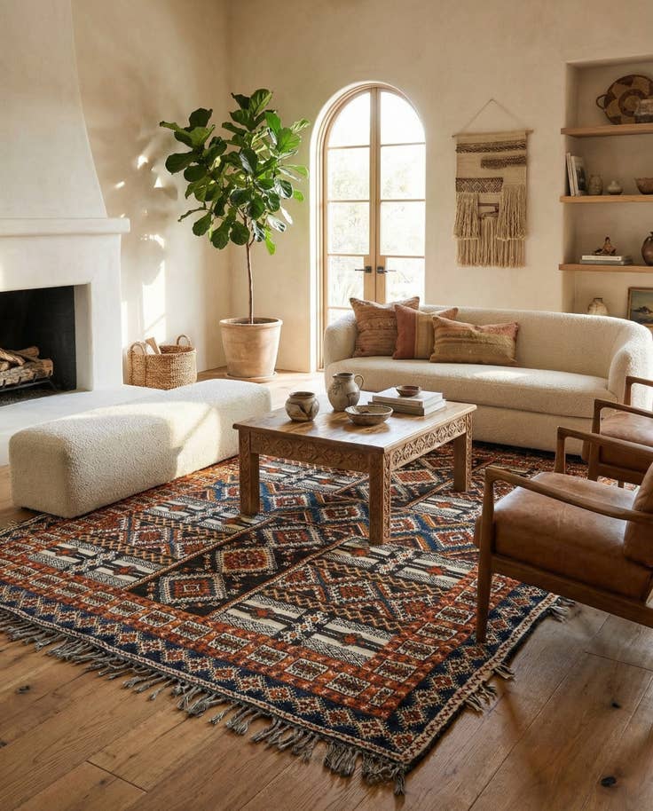 Detail image of 6' 5 x 8' 9 Hand Knotted Moroccan Oriental Wool Rug