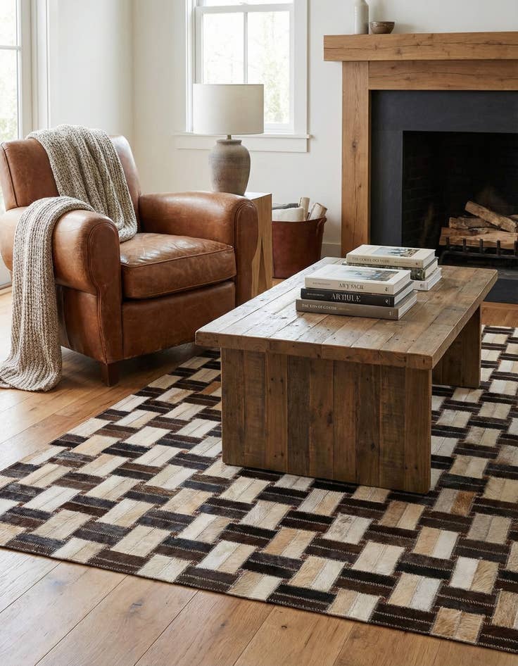 Detail image of  3' 1 x 5' Cowhide - Patchwork Rug