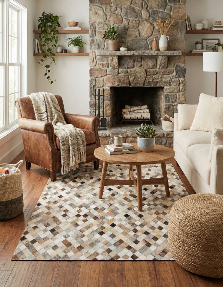 Detail image of  4' 1 x 6' Cowhide Stocks Rug