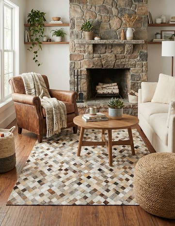 4' 1 x 6' Cowhide Stocks Rug