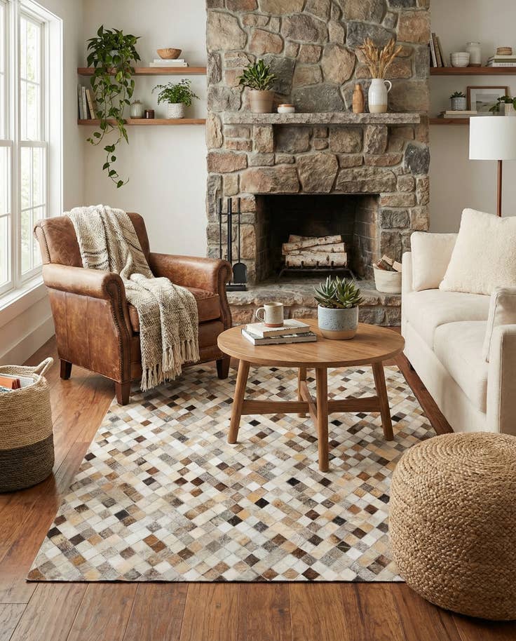 Detail image of 4' 1 x 6' Cowhide Stocks Rug