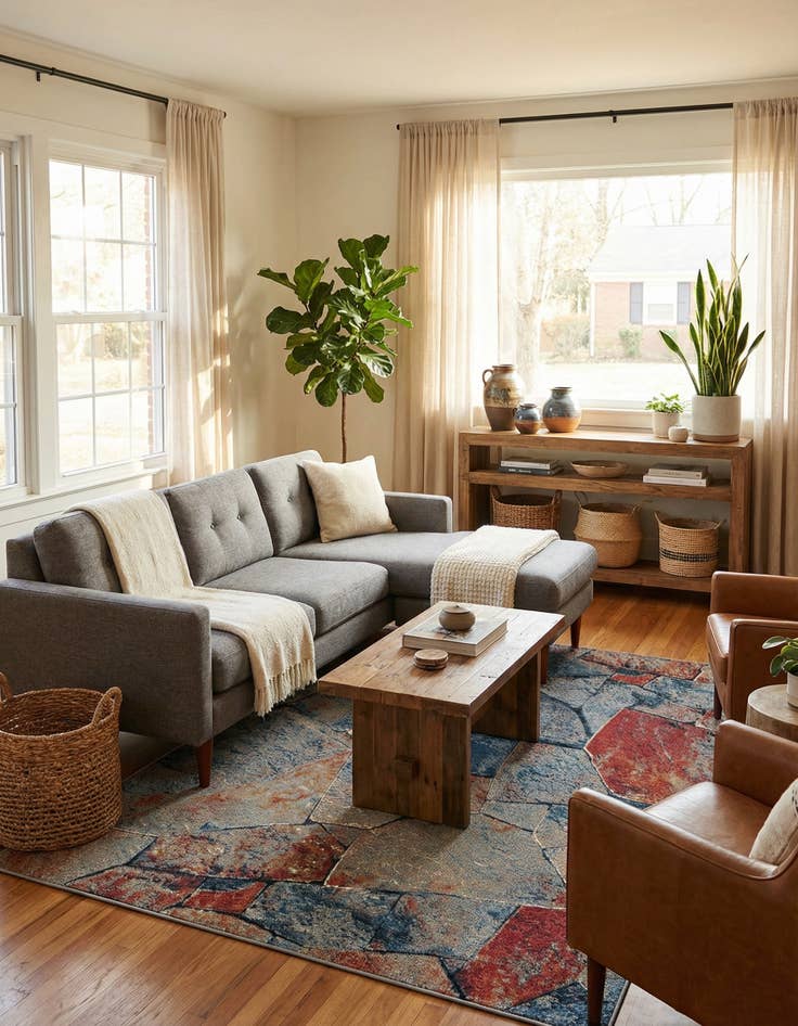 Detail image of 5' x 8'  Washable Modern Indoor / Outdoor Rug