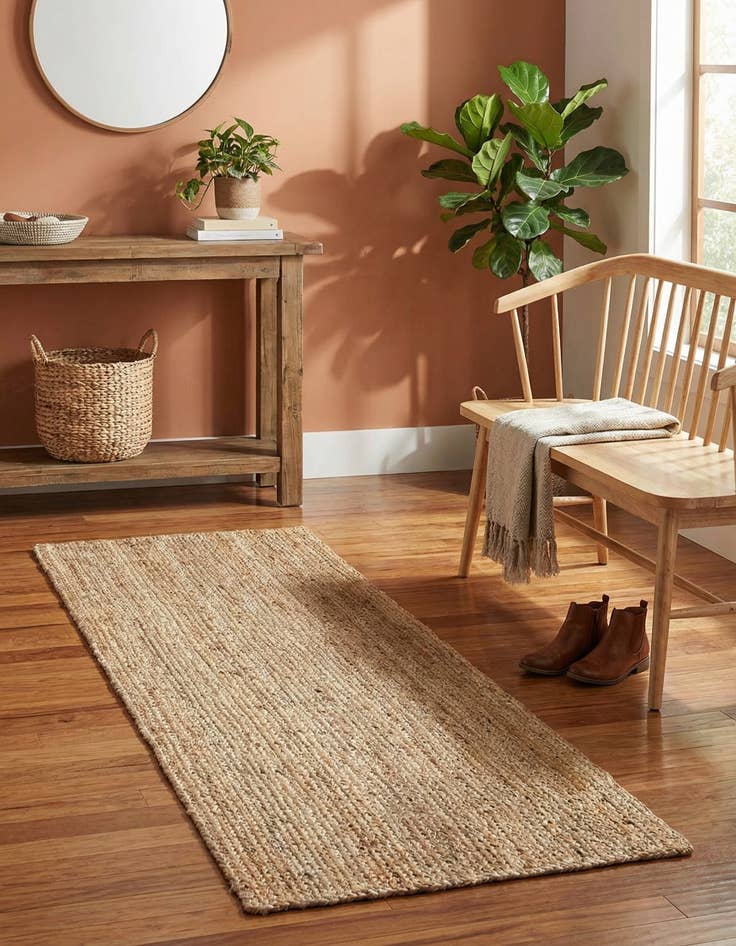 Detail image of  2' 7 x 8'  Hand Braided Jute Runner Rug