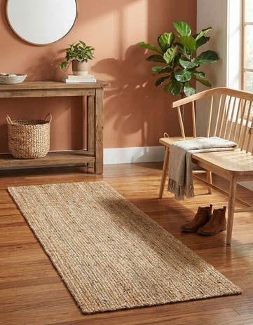 2' 7 x 8' Handmade Braided Jute Runner Rug