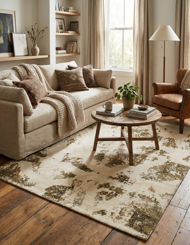 Detail image of  4' 4 x 5' 8  Hand Knotted Ultra Vintage Persian Wool Rug