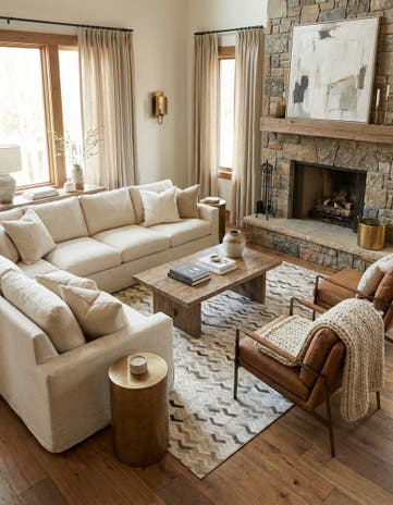 5' 2 x 8' Cowhide Leather Rug