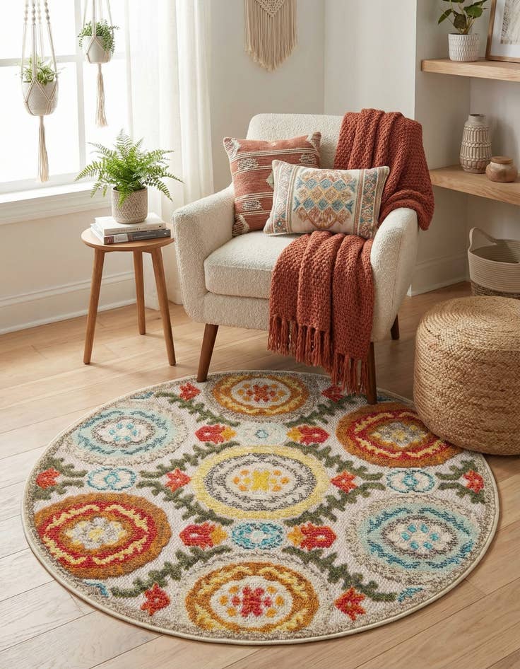 Detail image of 3' x 3'  Washable Casablanca Indoor / Outdoor Round Rug