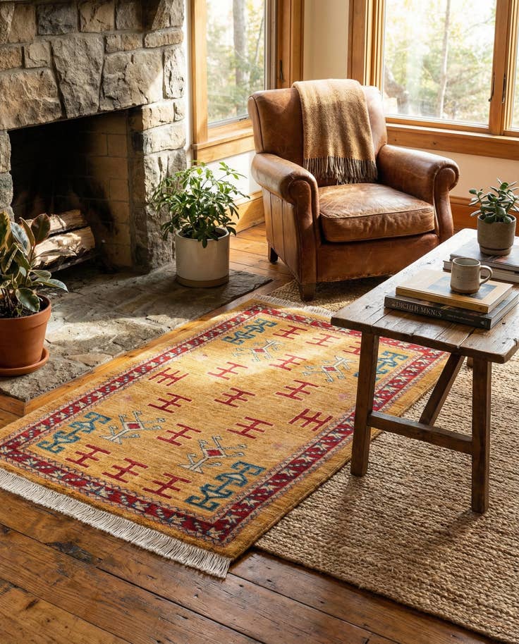 Detail image of 2' 7 x 4' Hand Knotted Ziegler Wool Rug