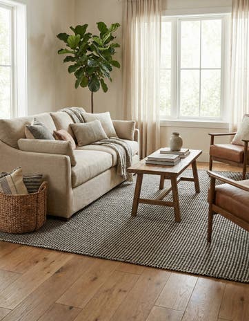 Black and White Hand Woven Laurel Handwoven Jute Rug