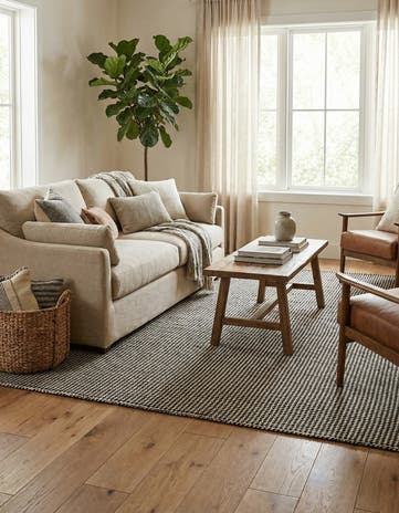 Black and White Hand Woven Laurel Handwoven Jute Rug