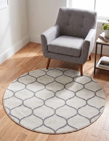 Ivory Trellis Frieze Round Rug