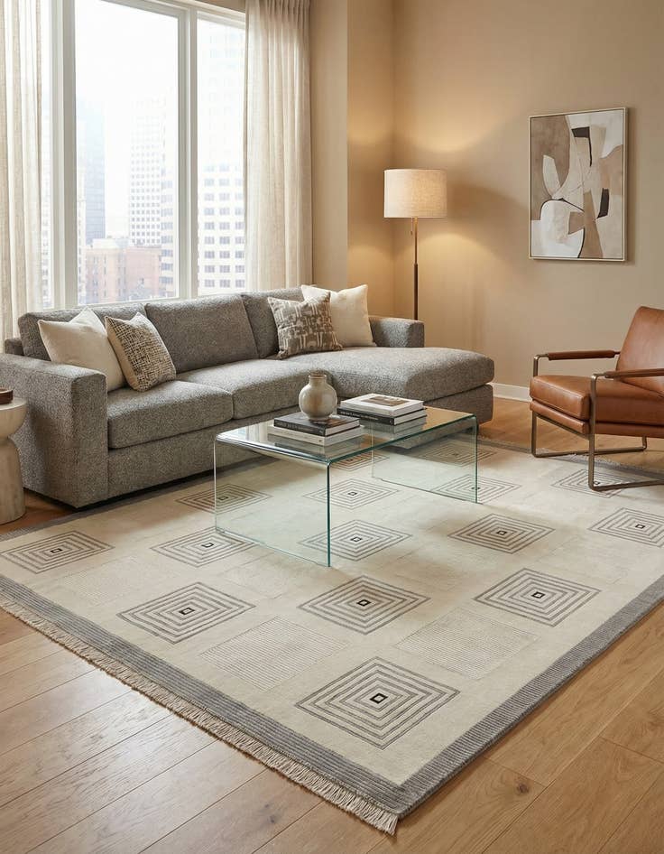 Detail image of  7' 10 x 9' 9  Hand Knotted Darya Wool Rug