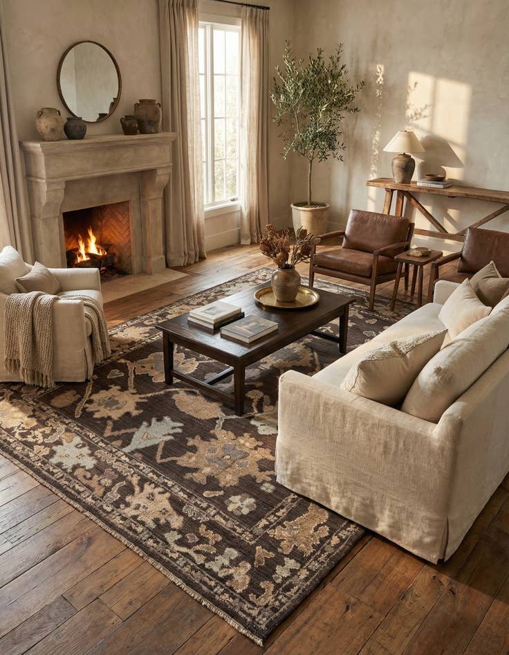 Detail image of 9' 4 x 12' 3  Hand Knotted Oushak Wool Rug