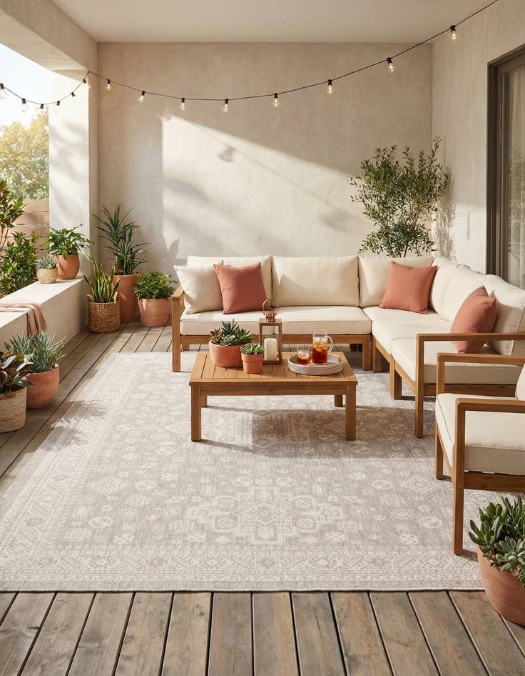 Detail image of  10' x 14'  Washable Aztec Indoor / Outdoor Rug