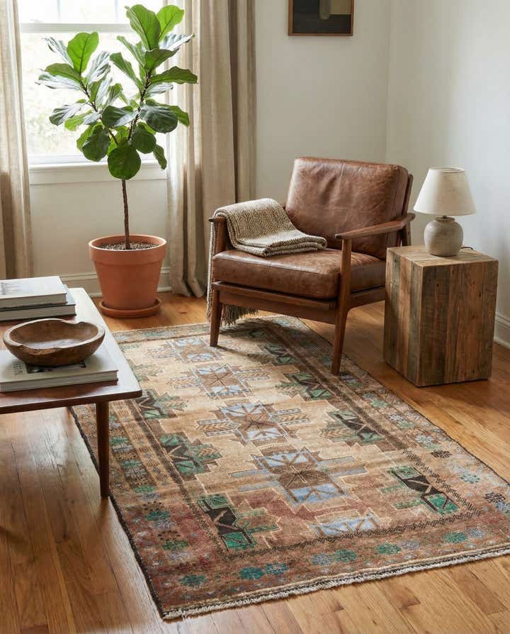 3' 4 x 6' 6 Hand Knotted Ultra Vintage Persian Wool Rug