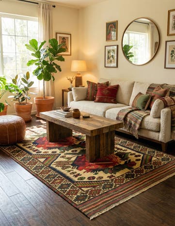 4' 1 x 6' 4 Hand Knotted Sumak Wool Rug