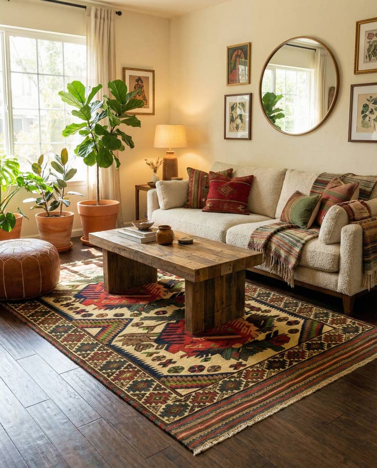 Detail image of 4' 1 x 6' 4 Hand Knotted Sumak Wool Rug
