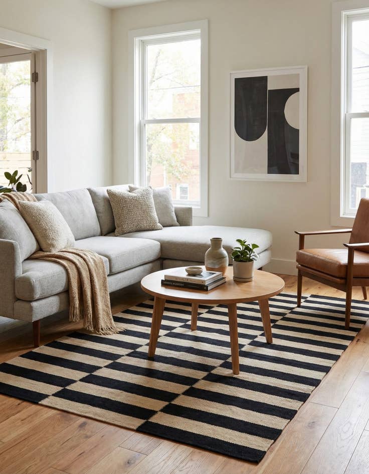 Detail image of 3' 3 x 4' 10  Hand Woven Kilim Modern Wool Rug