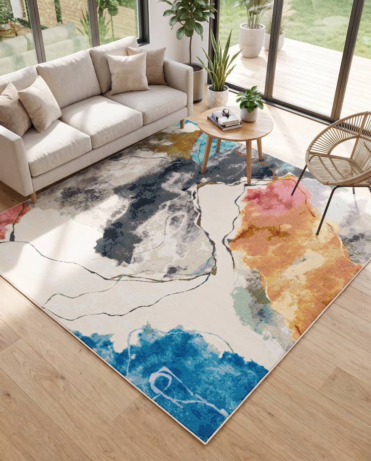 Detail image of 7' 10 x 7' 10 Easy-Clean Modern Indoor / Outdoor Square Rug