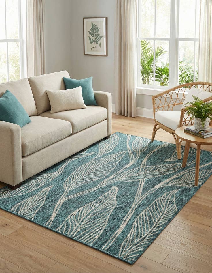 Detail image of  4' x 6'  Washable Botanical Indoor / Outdoor Rug