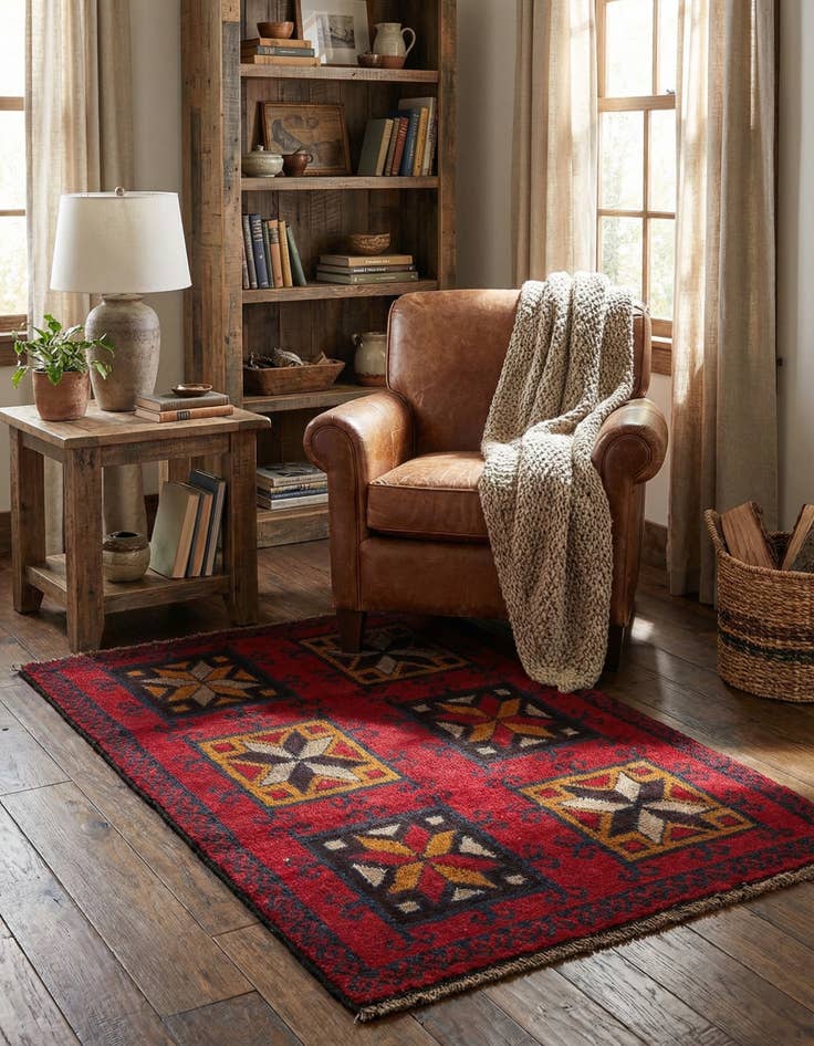 Detail image of  2' 10 x 4' 9  Hand Knotted Balouch Persian Wool Rug