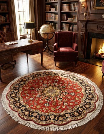 4' 6 x 4' 9 Tabriz Wool Round Rug